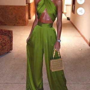 Satin loose two-piece suit (multiple ways to wear)